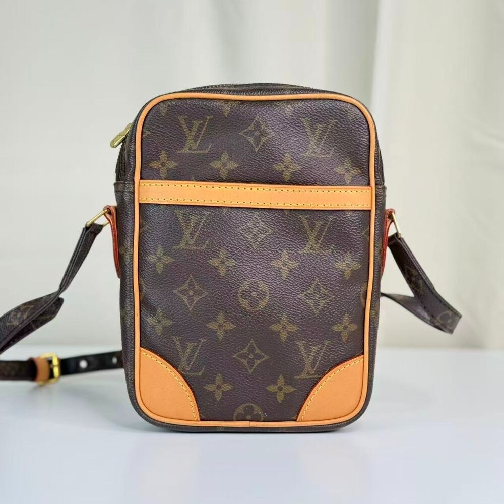 Louis Vuitton Monogram Canvas Crossbody Bag Brown & Beige Trimmed